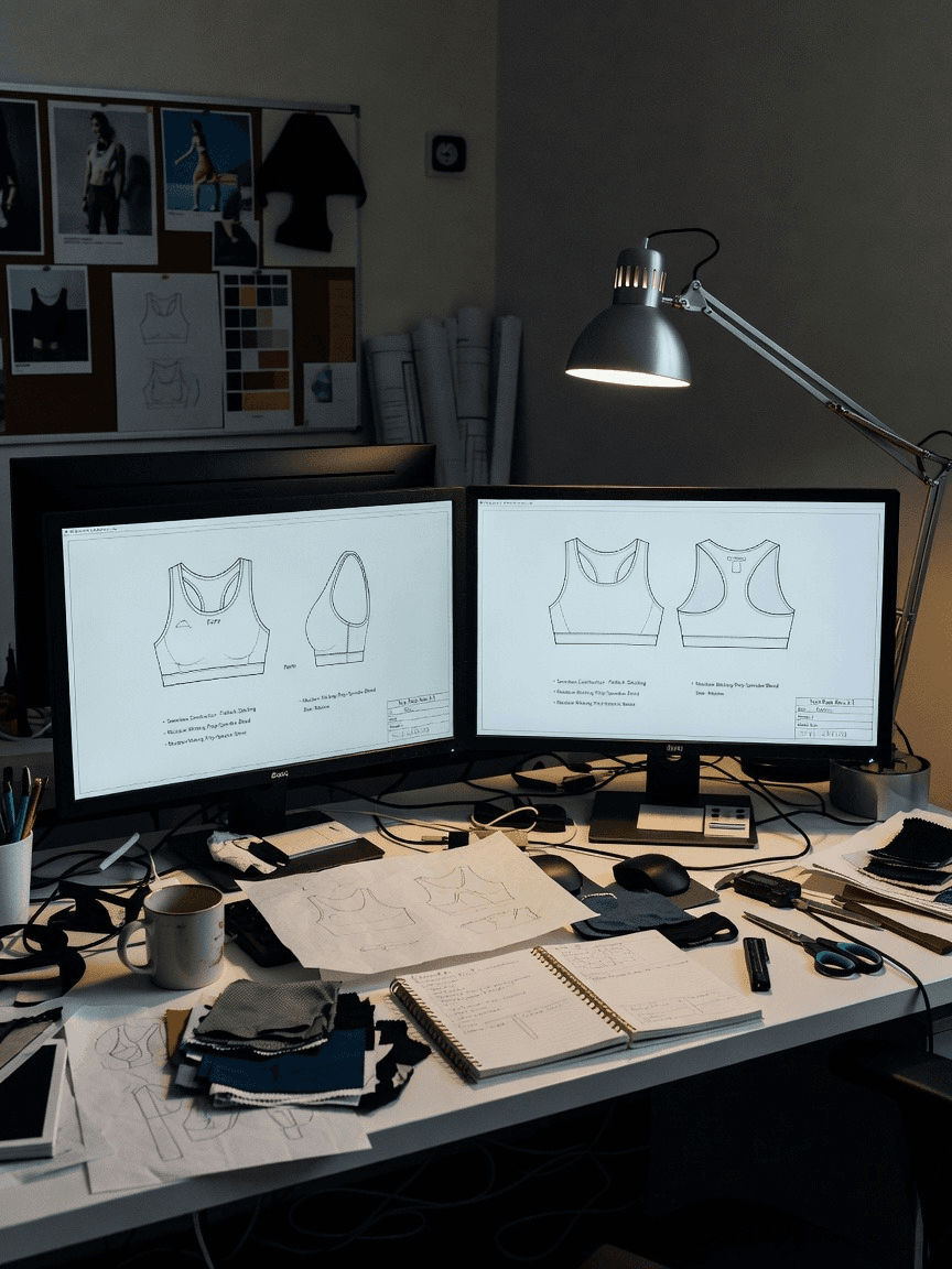 Santoni programming software showing a sports bra knit structure
